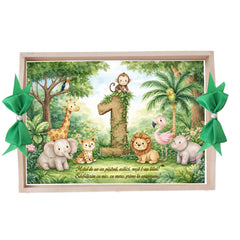 Tava pentru taiere mot, model cu Jungla, Verde, 10 piese, 35x20 cm, REC1967/372