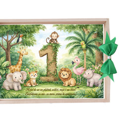 Tava pentru taiere mot, model cu Jungla, Verde, 10 piese, 35x20 cm, REC1967/372