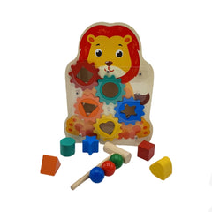 Joc educativ din lemn, model leu, dimensiune 29cm x 22cm x 10cm, REC2848