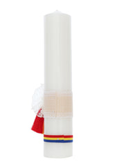 Set trusou complet pentru botez de fete, traditional, model cu tarancuta, 14 piese, Costum popular, Lumanare cu tarancuta, trusou brodat si pantofiori, REC2574