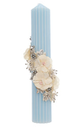 Lumanare botez cu detalii florale, 35x6 cm, REC5001/24