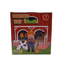 Joc educativ din lemn, ferma animalelor, dimensiune 18 cm x 17 cm x 19 cm, REC2856