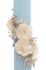 Lumanare botez cu detalii florale, 35x6 cm, REC5001/24