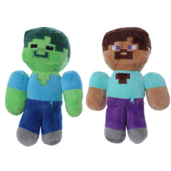 Set 2 jucarii de plus Minecraft Zombie-Steve, dimensiune 25 cm, REC2987