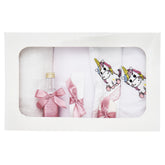 Trusou pentru botez de fete, Model Unicorn, Roz pudrat, 7 piese, Recostore®, REC2632