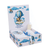 Trusou pentru botez, 8 piese, Model cu Ursuletul cu baloane, bleu, Recostore®, REC3077