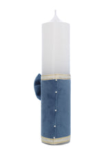 Trusou botez baieti cu ursulet, culoare bleu-crem, costum, trusou si lumanare, REC3176