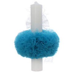 Lumanare botez, ingeras, 30x5.5 cm, turcoaz, Recostore®, REC5004/3