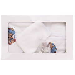 Set prima baita cu nasii, halat, prosop, saculet mirodenii si manusa, model cu Ursulet cu baloane, REC3280