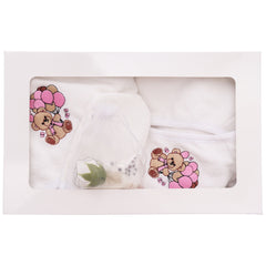 Set prima baita cu nasii, halat, prosop, saculet mirodenii si manusa, model Ursulet cu baloane, REC3283