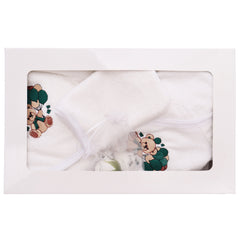 Set prima baita cu nasii, halat, prosop, saculet mirodenii si manusa, model cu Ursulet cu baloane, REC3281