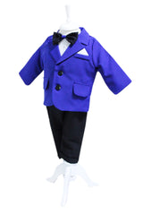 Trusou complet pentru botez de baieti, trusou simplu, lumanare cu "Radacini si aripi de la parinti", costum si pantofiori, albastru electric, 15 piese, Recostore®, REC2647