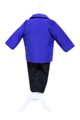 Trusou complet pentru botez de baieti, trusou simplu, lumanare cu "Radacini si aripi de la parinti", costum si pantofiori, albastru electric, 15 piese, Recostore®, REC2647