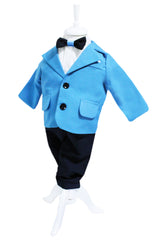 Trusou complet pentru botez de baieti, trusou brodat cu ursulet, lumanare cu ursulet, costum si pantofiori, turcoaz, 15 piese, Recostore®, REC2666