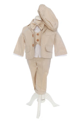 Costum botez baieti, crem compus din 5 piese, Recostore®, REC2743