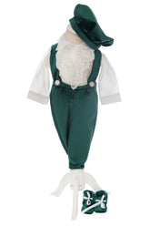 Costum cu aripi pentru botez baieti, verde compus din 4 piese, camasa, pantaloni, bascuta si pantofiori, Recostore®, REC2747