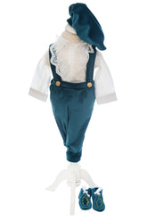 Costum cu aripi pentru botez baieti, verde smarald compus din 4 piese, camasa, pantaloni, bascuta si pantofiori, Recostore®, REC2748