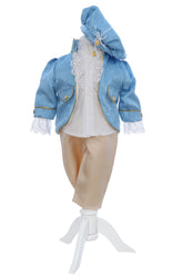 Costum print pentru botez baieti, 4 piese, bleu-crem, REC3351