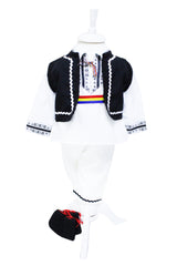 Trusou botez baieti, model traditional, culoare alb-negru, Trusou, Costum popular Ardelenesc si Lumanare, REC3255