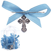 Marturii cruciulite pentru botez, set 20 bucati, funda bleu, REC1968/72