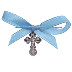 Marturii cruciulite pentru botez, set 20 bucati, funda bleu, REC1968/72