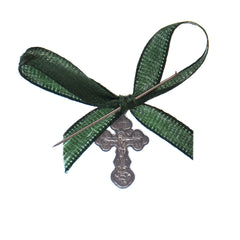 Marturii cruciulite pentru botez, set 20 bucati, funda verde, REC1968/76