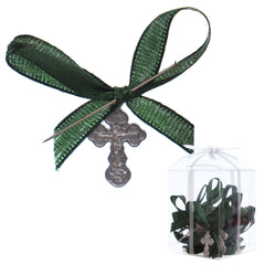 Marturii cruciulite pentru botez, set 20 bucati, funda verde, REC1968/76