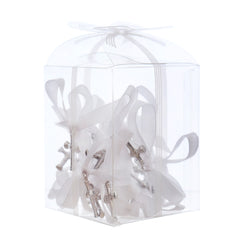 Marturii cruciulite pentru botez, set 20 bucati, funda alba, REC1968/68