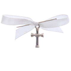 Marturii cruciulite pentru botez, set 20 bucati, funda alba, REC1968/68