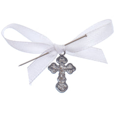 Marturii cruciulite pentru botez, set 20 bucati, funda alba, REC1968/75