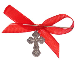 Marturii cruciulite pentru botez, set 20 bucati, funda rosie, REC1968/77