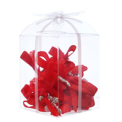 Marturii cruciulite pentru botez, set 20 bucati, funda rosie, REC1968/77