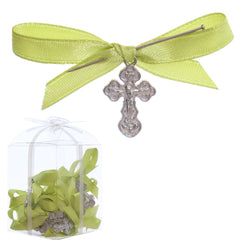 Marturii cruciulite pentru botez, set 20 bucati, funda verde olive, REC1968/74