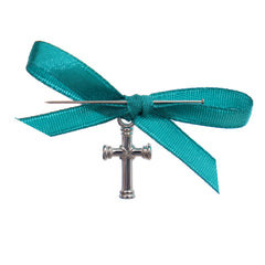 Marturii cruciulite pentru botez, set 20 bucati, funda verde menta, REC1968/61