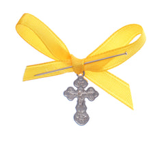 Marturii cruciulite pentru botez, set 20 bucati, funda portocalie, REC1968/70