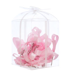 Marturii cruciulite pentru botez, set 20 bucati, funda roz, REC1968/78