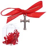 Marturii cruciulite pentru botez, set 20 bucati, funda rosie, REC1968/66