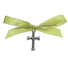 Marturii cruciulite pentru botez, set 20 bucati, funda verde olive, REC1968/63