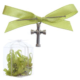 Marturii cruciulite pentru botez, set 20 bucati, funda verde olive, REC1968/63