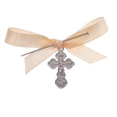 Marturii cruciulite pentru botez, set 20 bucati, funda crem, REC1968/69