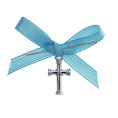 Marturii cruciulite pentru botez, set 20 bucati, funda bleu, REC1968/65