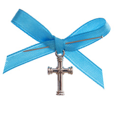 Marturii cruciulite pentru botez, set 20 bucati, funda turcoaz, REC1968/64