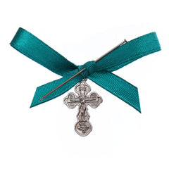 Marturii cruciulite pentru botez, set 20 bucati, funda verde menta, REC1968/73