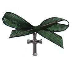 Marturii cruciulite pentru botez, set 20 bucati, funda verde, REC1968/62