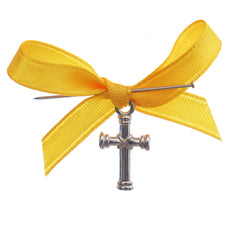 Marturii cruciulite pentru botez, set 20 bucati, funda portocalie, REC1968/67