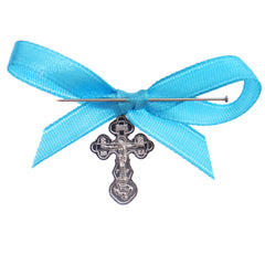 Marturii cruciulite pentru botez, set 20 bucati, funda turcoaz, REC1968/71