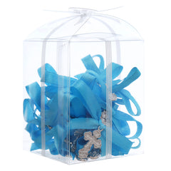 Marturii cruciulite pentru botez, set 20 bucati, funda turcoaz, REC1968/71