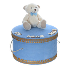 Cutie catifea transport trusou bleu cu Ursulet, REC3003