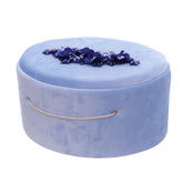 Cutie ovala transport trusou din catifea buretata, bleu, REC3324