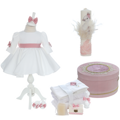 Trusou botez fete, model Lebada Carla, roz pudrat, REC3137